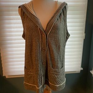 Eileen fisher gray hooded vest